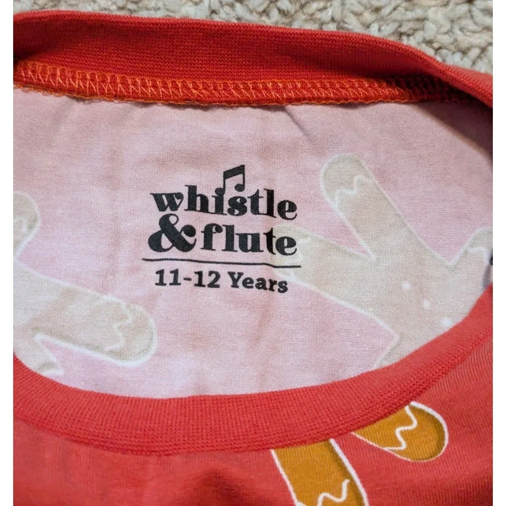 Whistle & Flute Gingerbread Pajama Top Shirt Kids Sz 11 12 Bamboo Organic Cotton